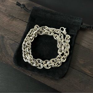 Chrome Hearts Silver Large 20 Inch Paper Chain Necklace With Lobster Clasp